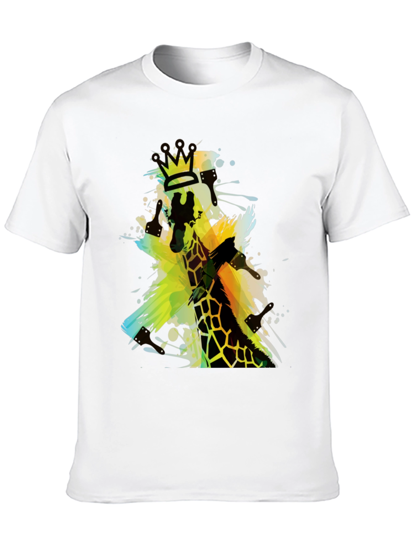Giraffe King Mens Black Graphic T-Shirt