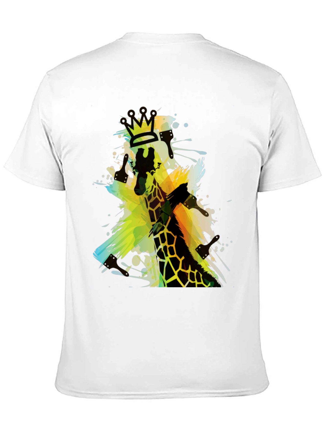 Giraffe King Mens Black Graphic T-Shirt