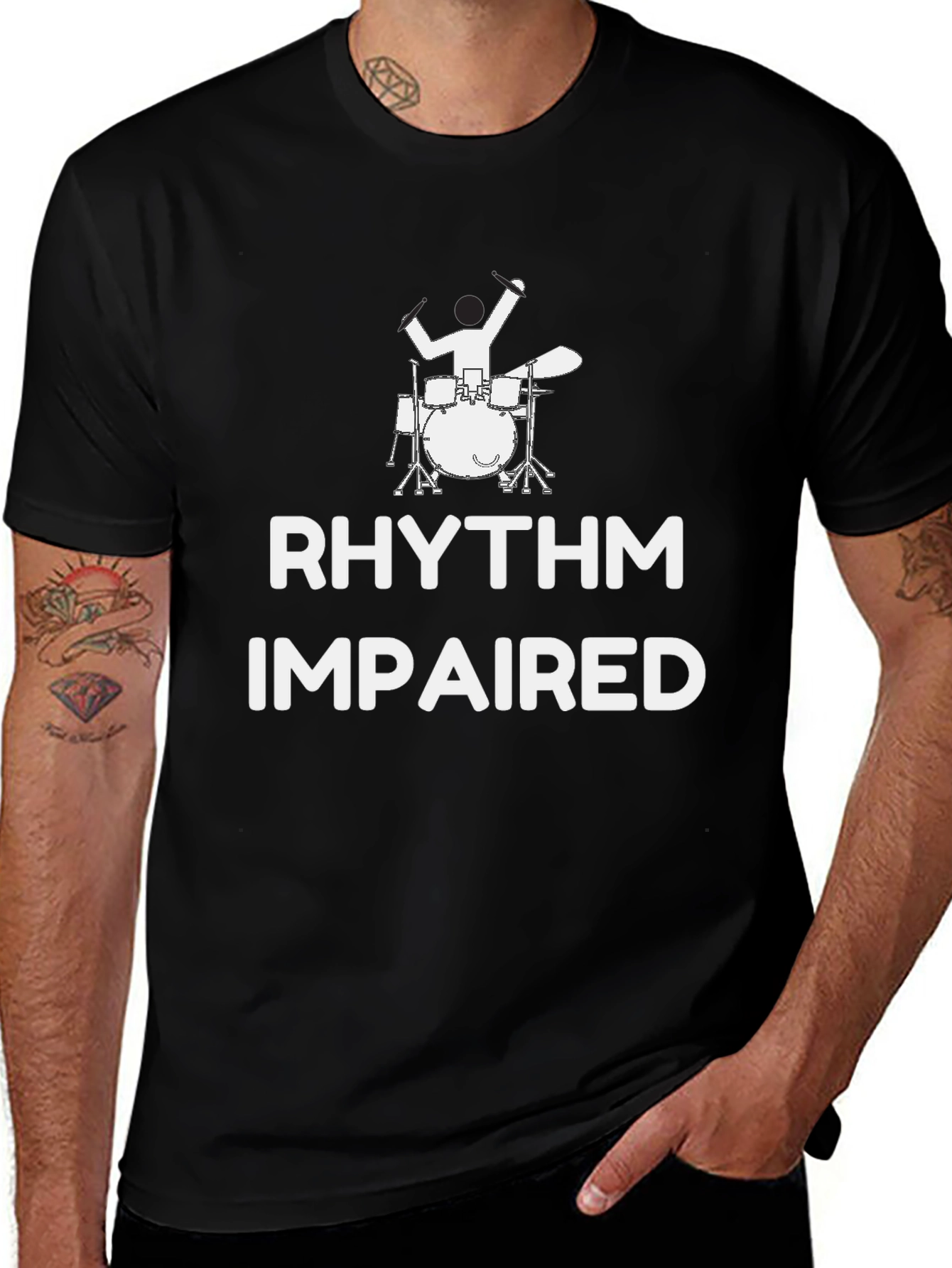 Rhythm Impaired Drummer Graphic Tee - Black