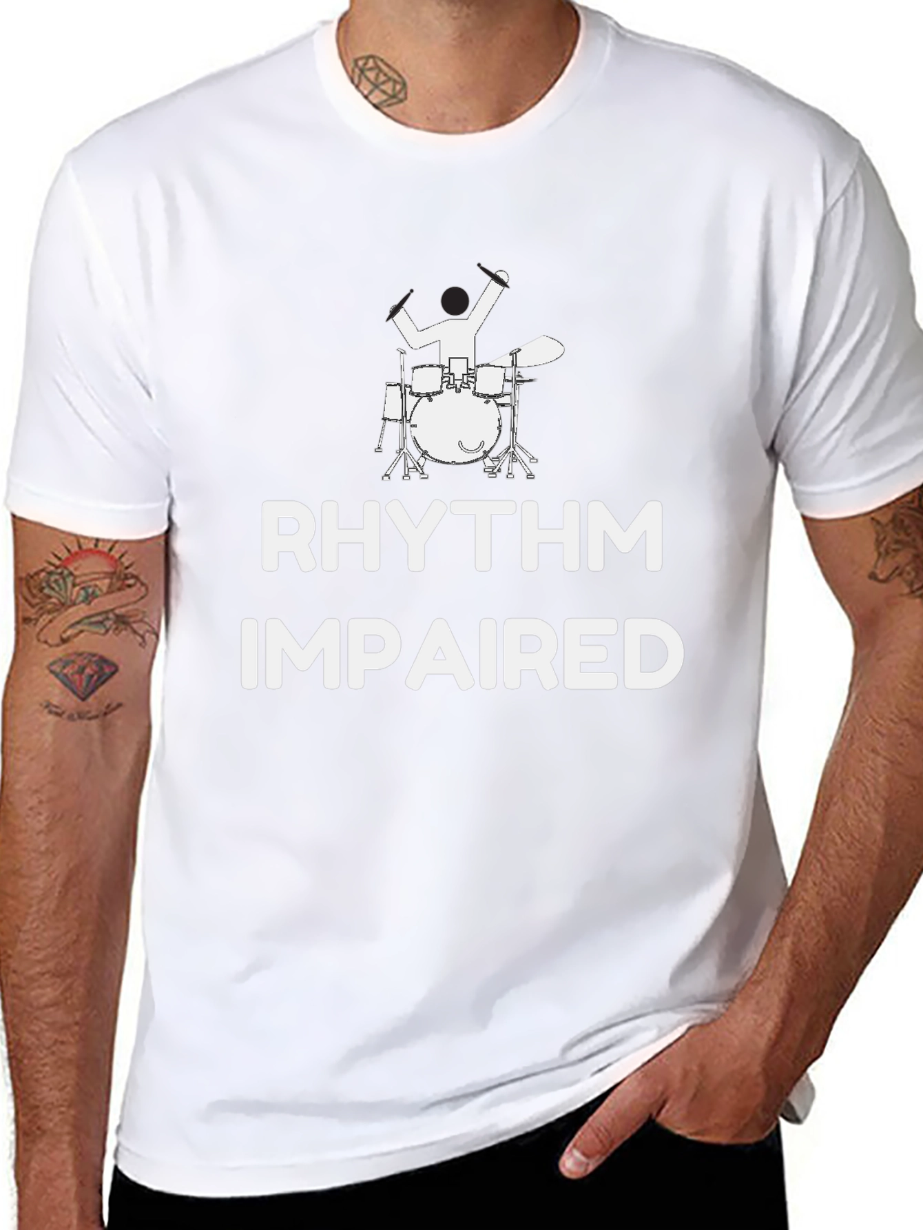 Rhythm Impaired Drummer Graphic Tee - Black