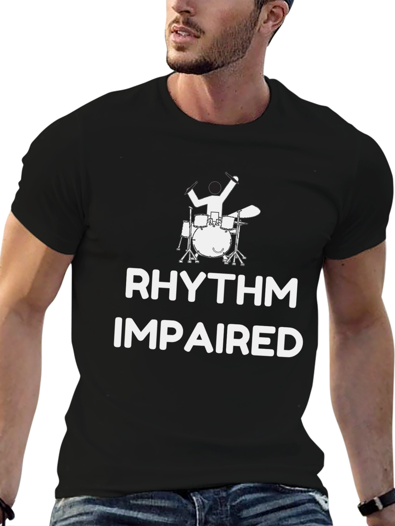 Rhythm Impaired Drummer Graphic Tee - Black