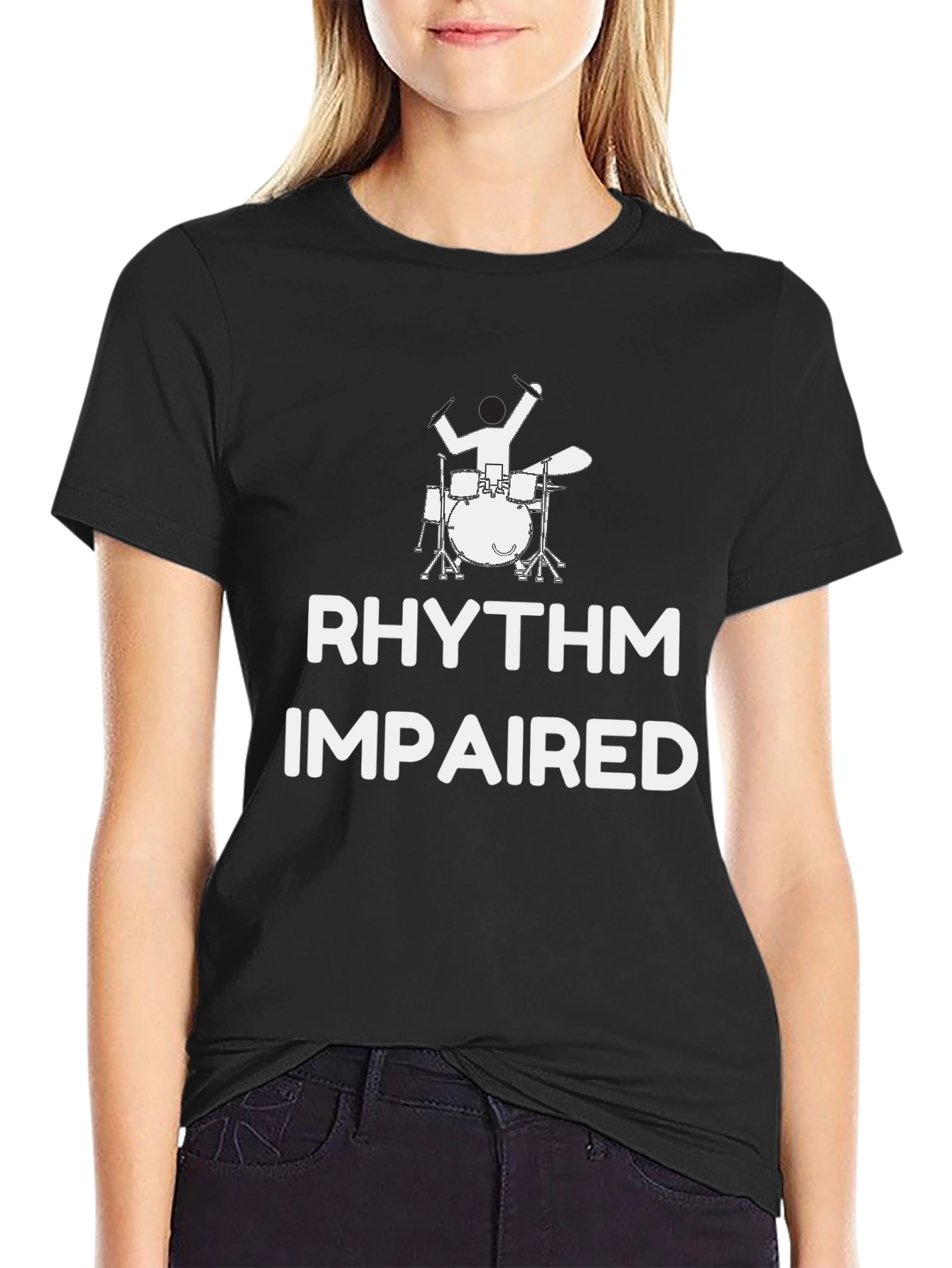 Rhythm Impaired Drummer Graphic Tee - Black