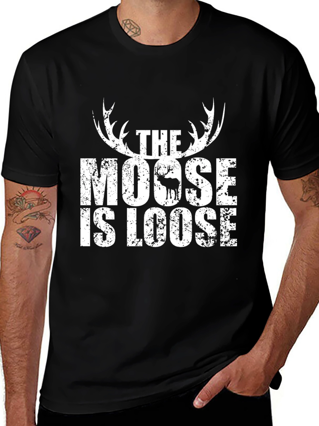 The Moose is Loose Mens Black Graphic Tee