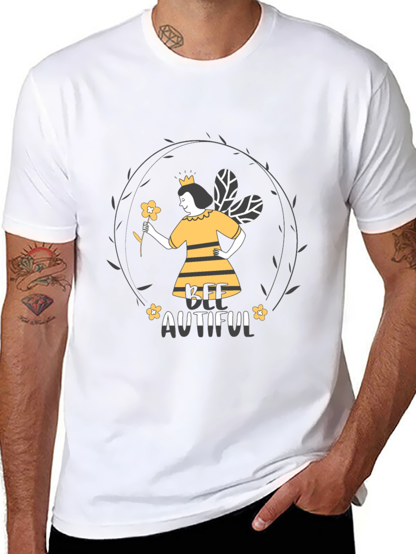 Bee-utiful Graphic Tee - Black Unisex T-Shirt
