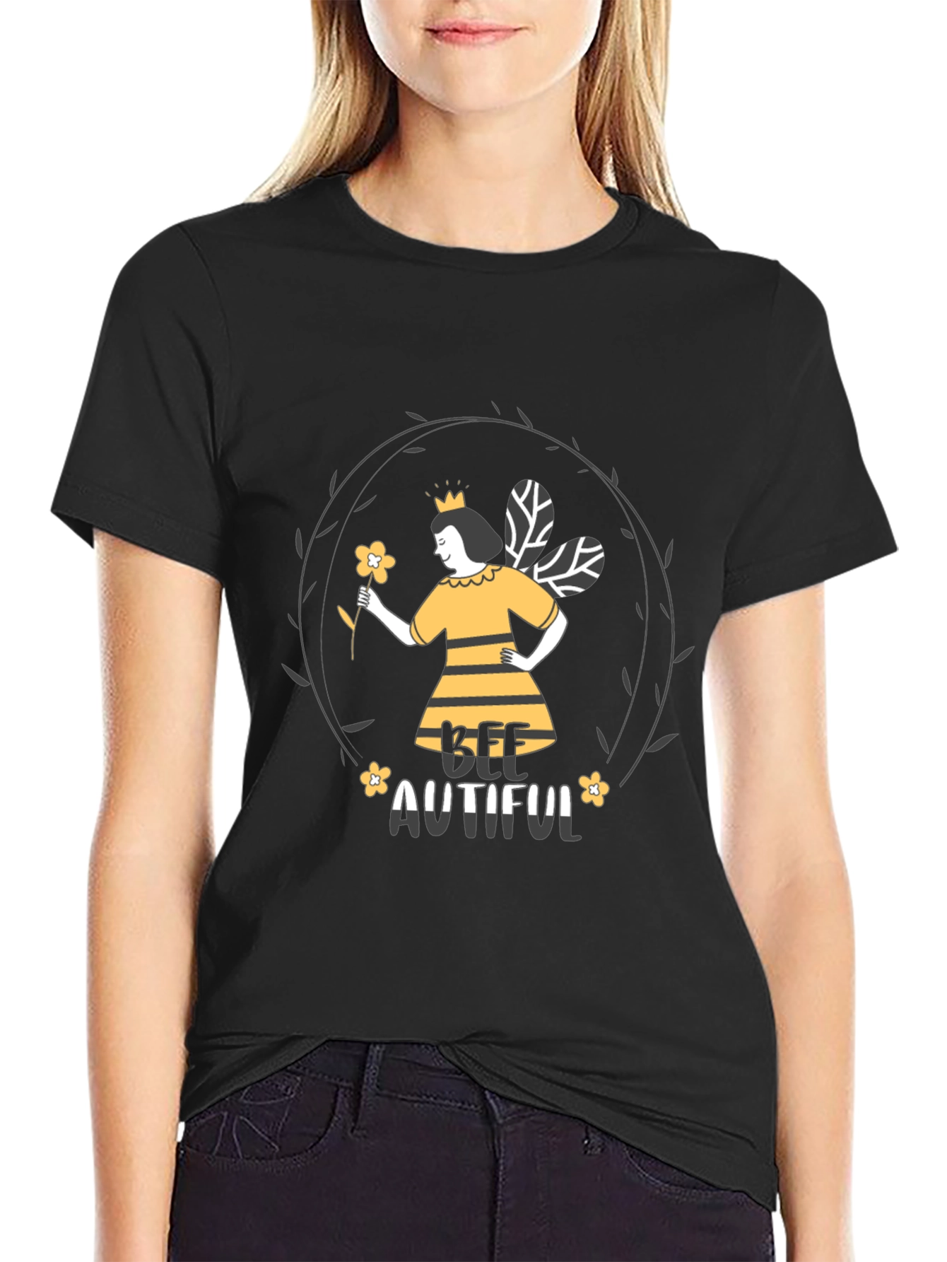 Bee-utiful Graphic Tee - Black Unisex T-Shirt