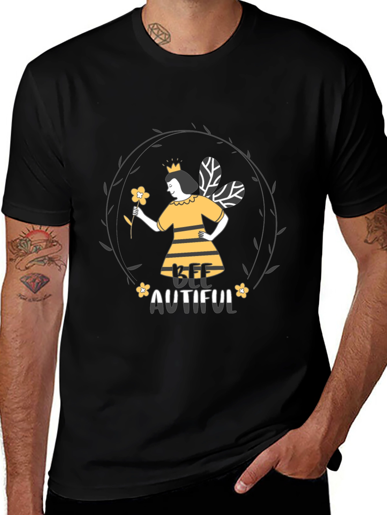 Bee-utiful Graphic Tee - Black Unisex T-Shirt