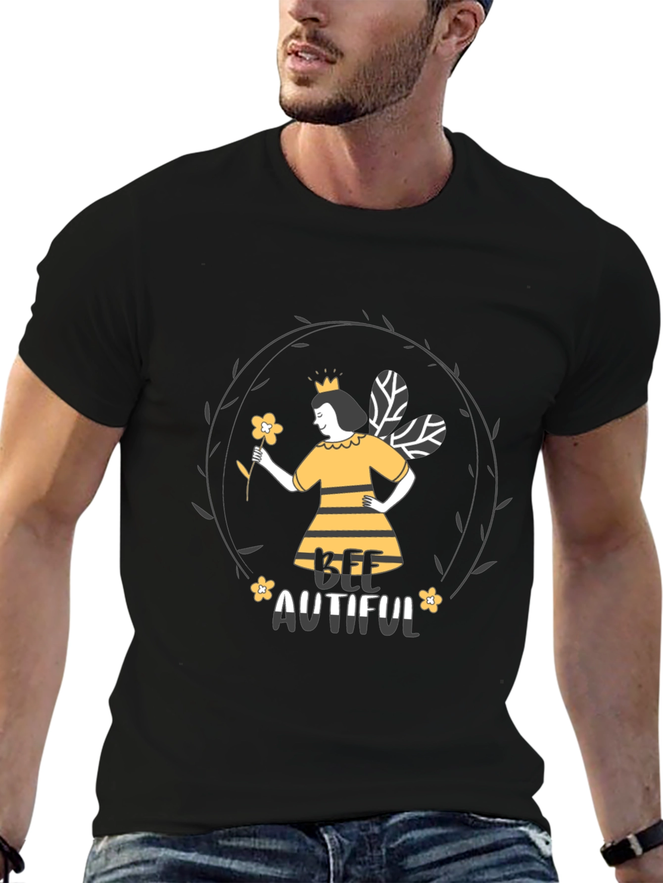 Bee-utiful Graphic Tee - Black Unisex T-Shirt