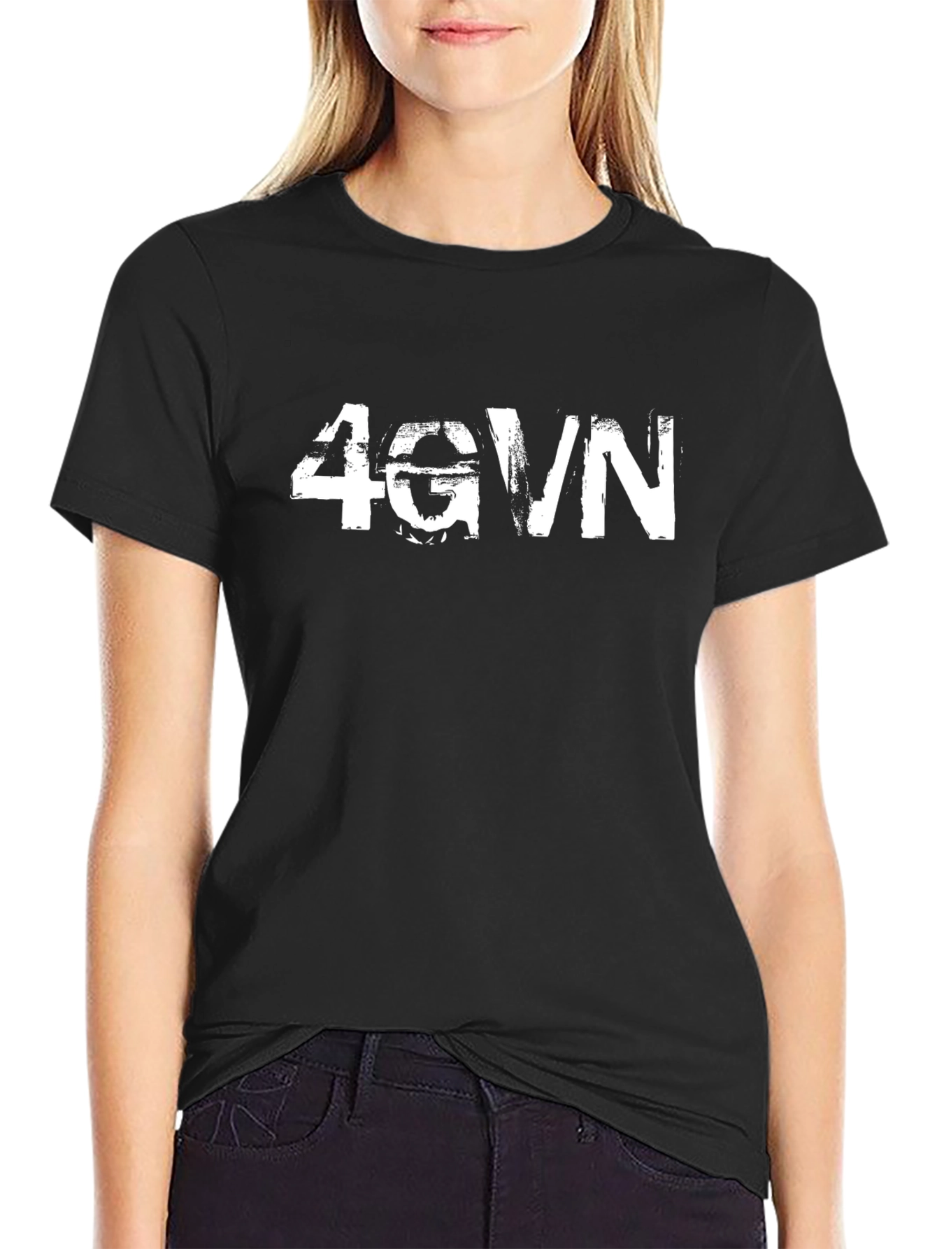 4GVN Graphic Tee - Distressed White Print