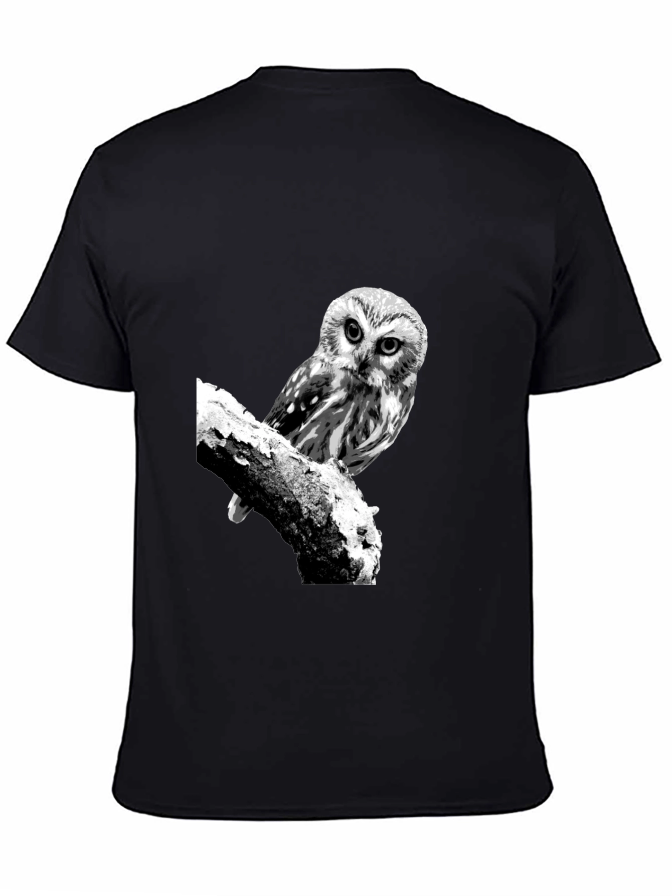 Owl Graphic Tee - Black Cotton T-Shirt