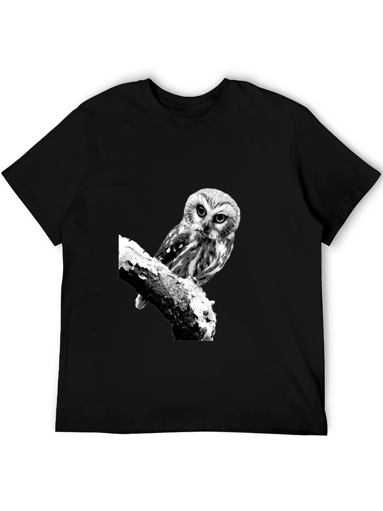 Owl Graphic Tee - Black Cotton T-Shirt