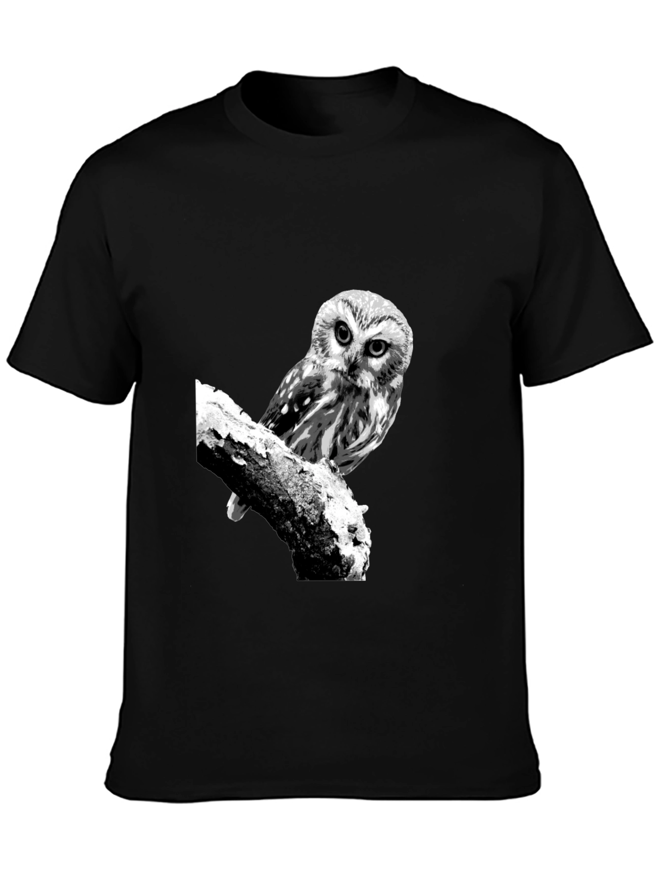 Owl Graphic Tee - Black Cotton T-Shirt