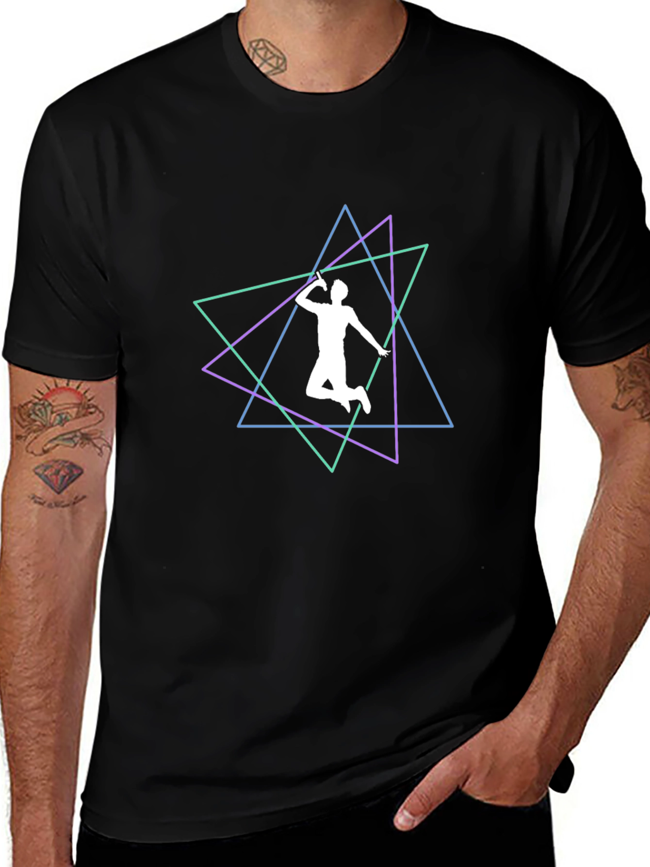 Geometric Badminton Player T-Shirt
