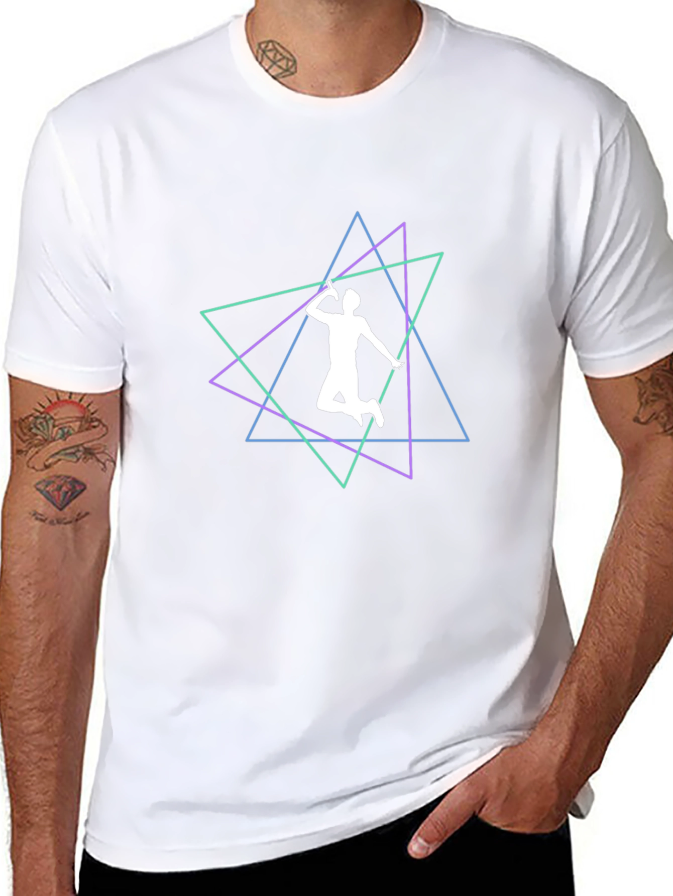Geometric Badminton Player T-Shirt