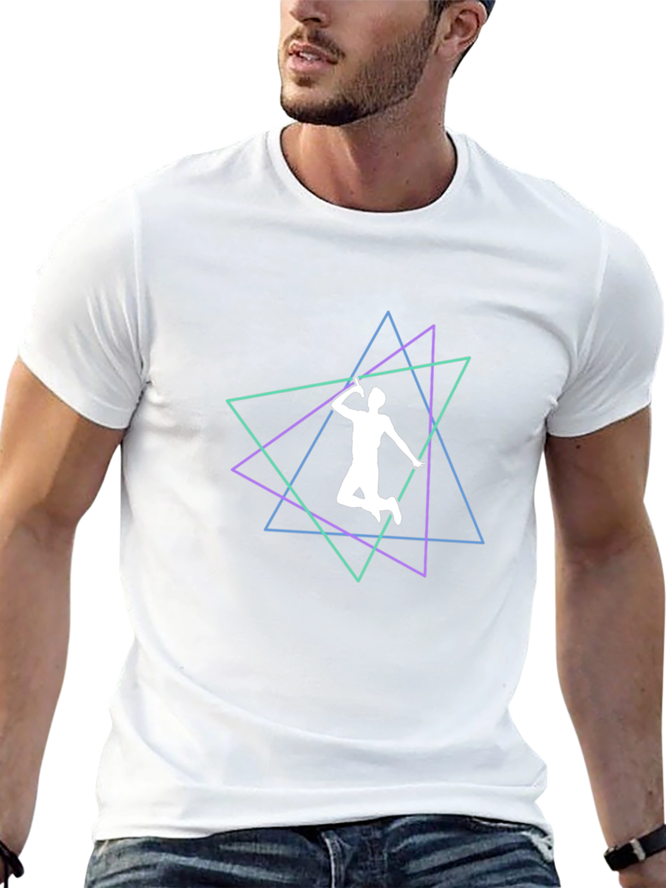 Geometric Badminton Player T-Shirt