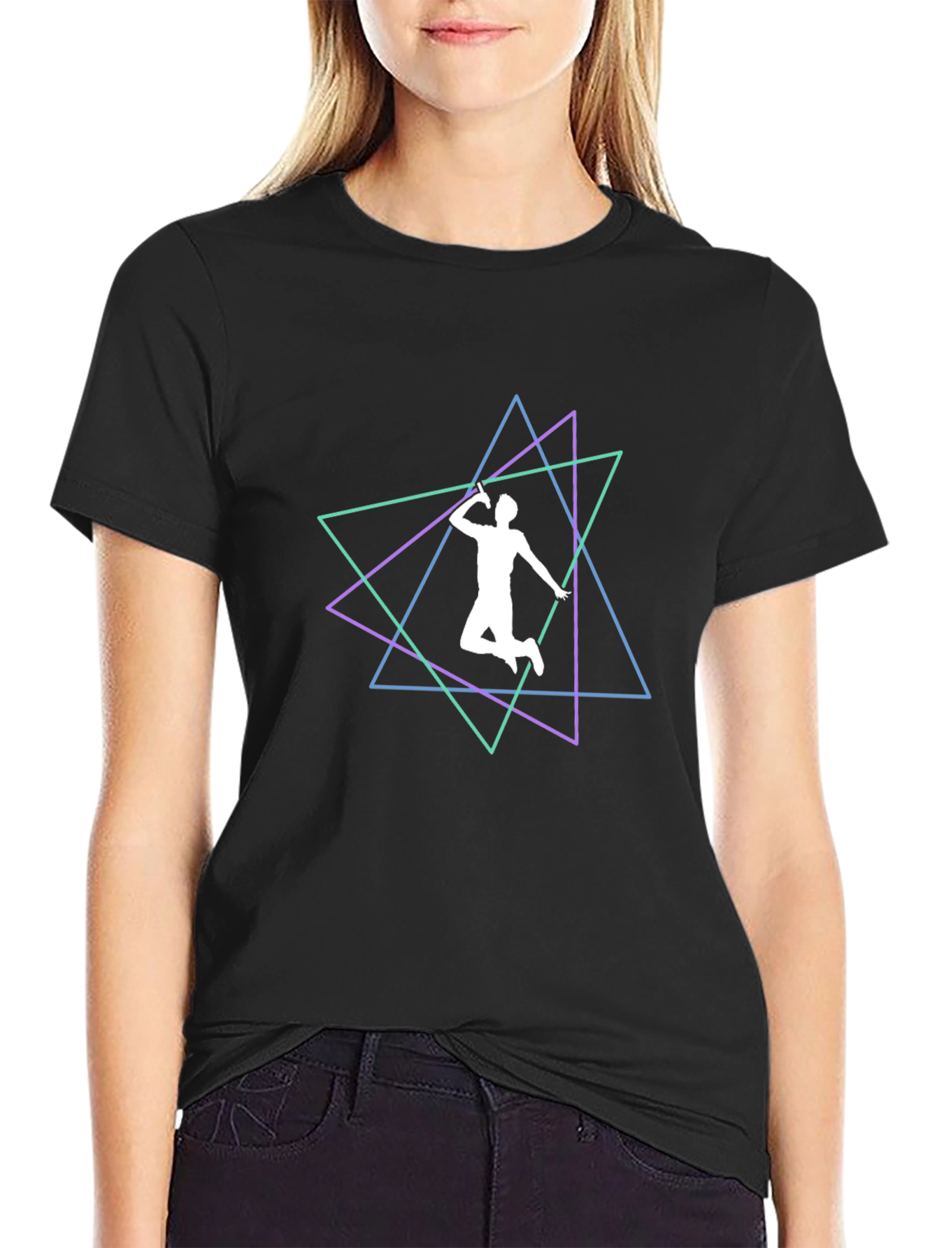 Geometric Badminton Player T-Shirt