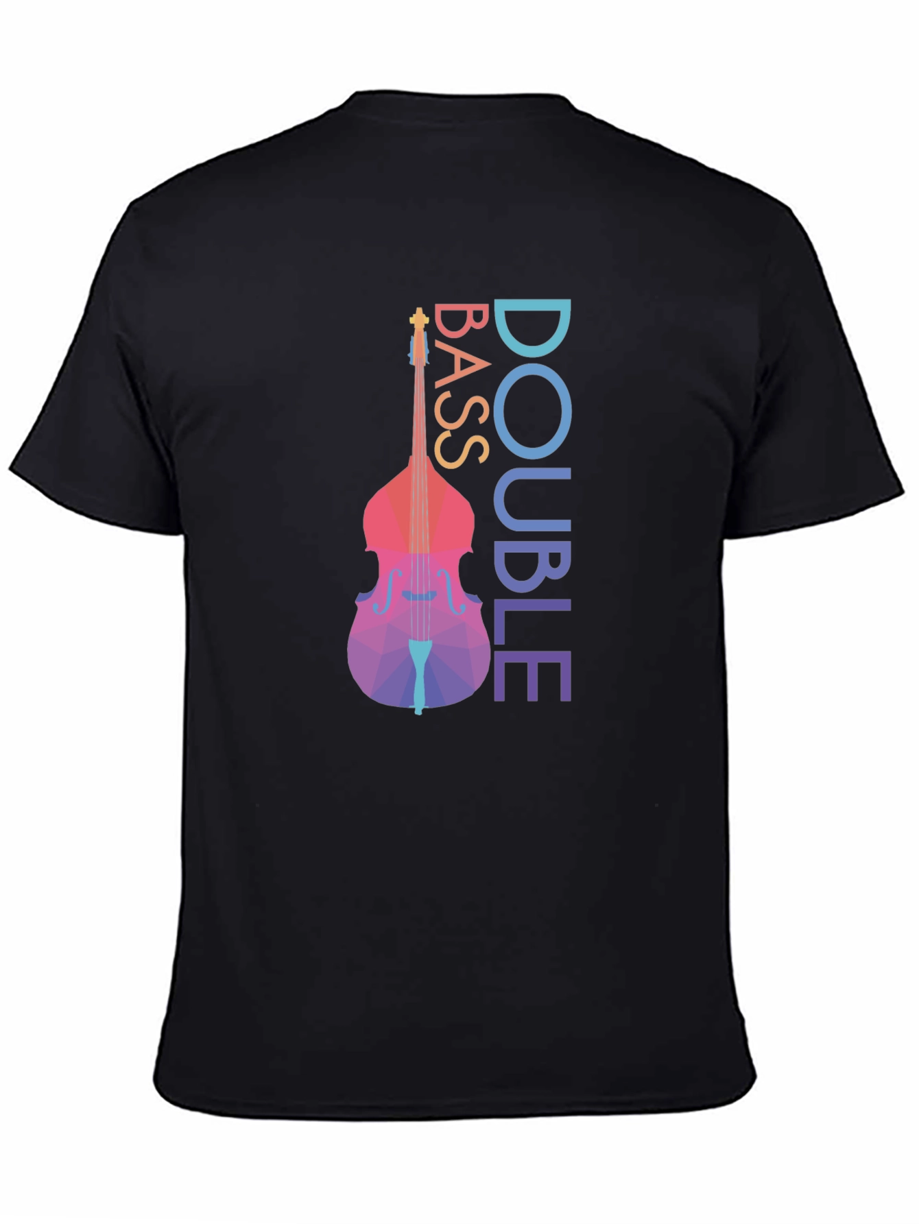 Double Bass Geometric Art Black T-Shirt