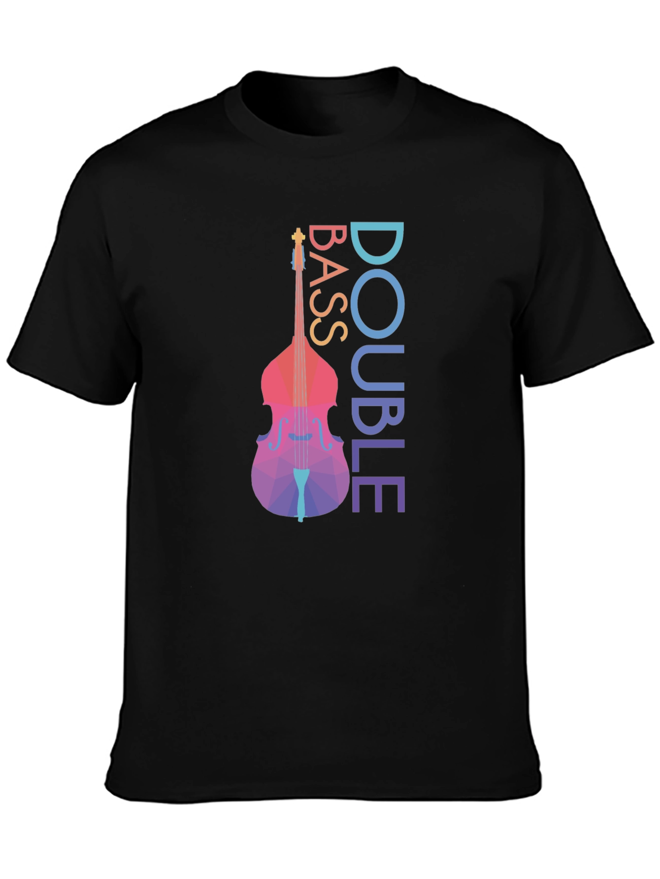 Double Bass Geometric Art Black T-Shirt