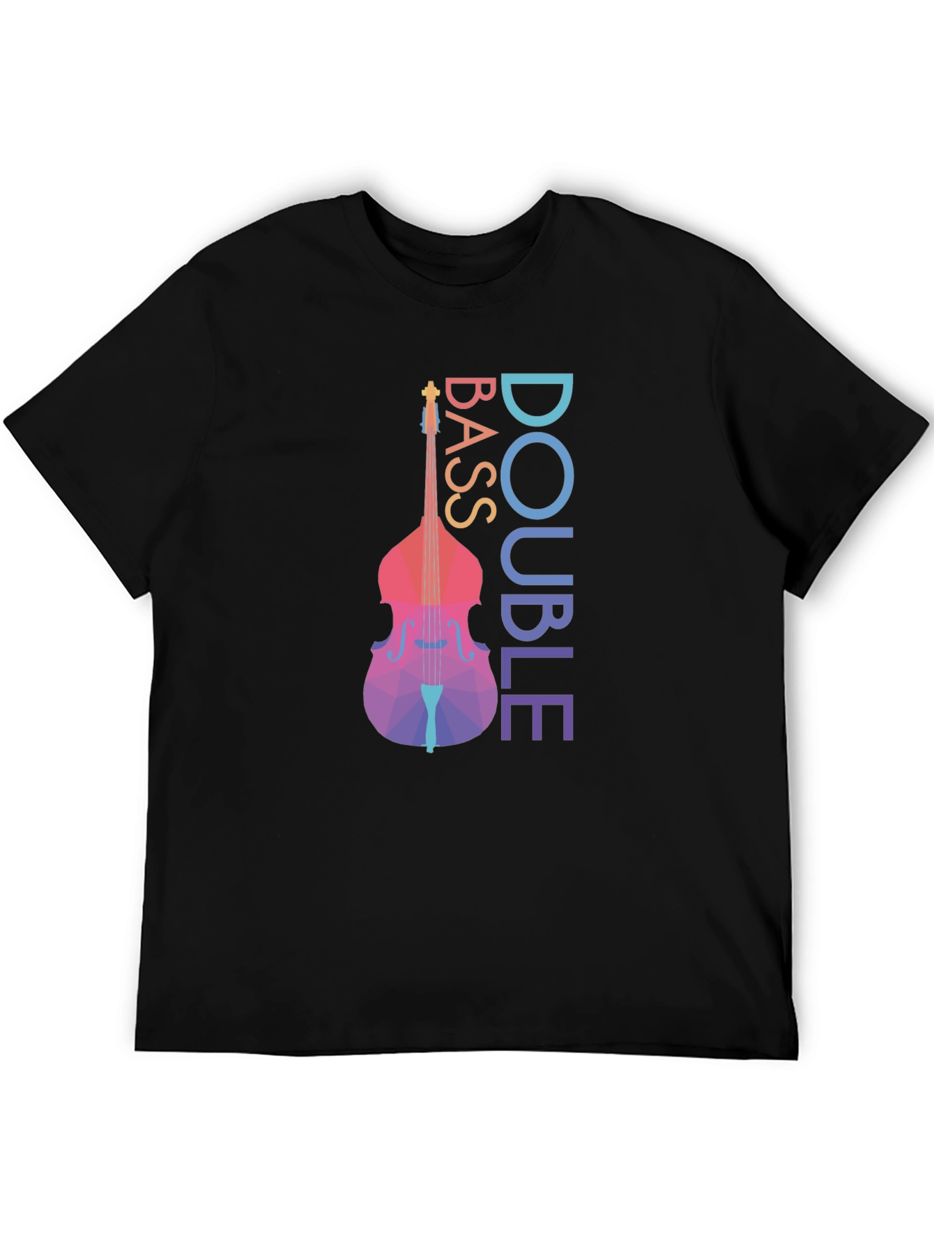 Double Bass Geometric Art Black T-Shirt