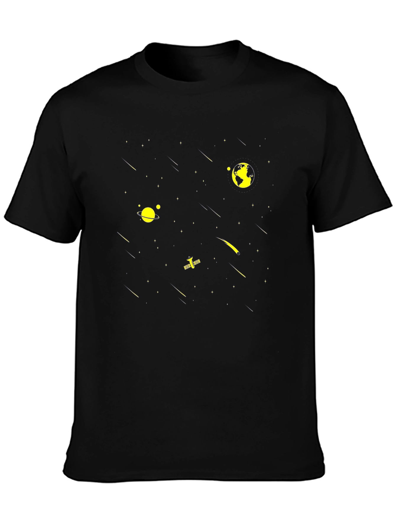 Space Galaxy Print Black T-Shirt