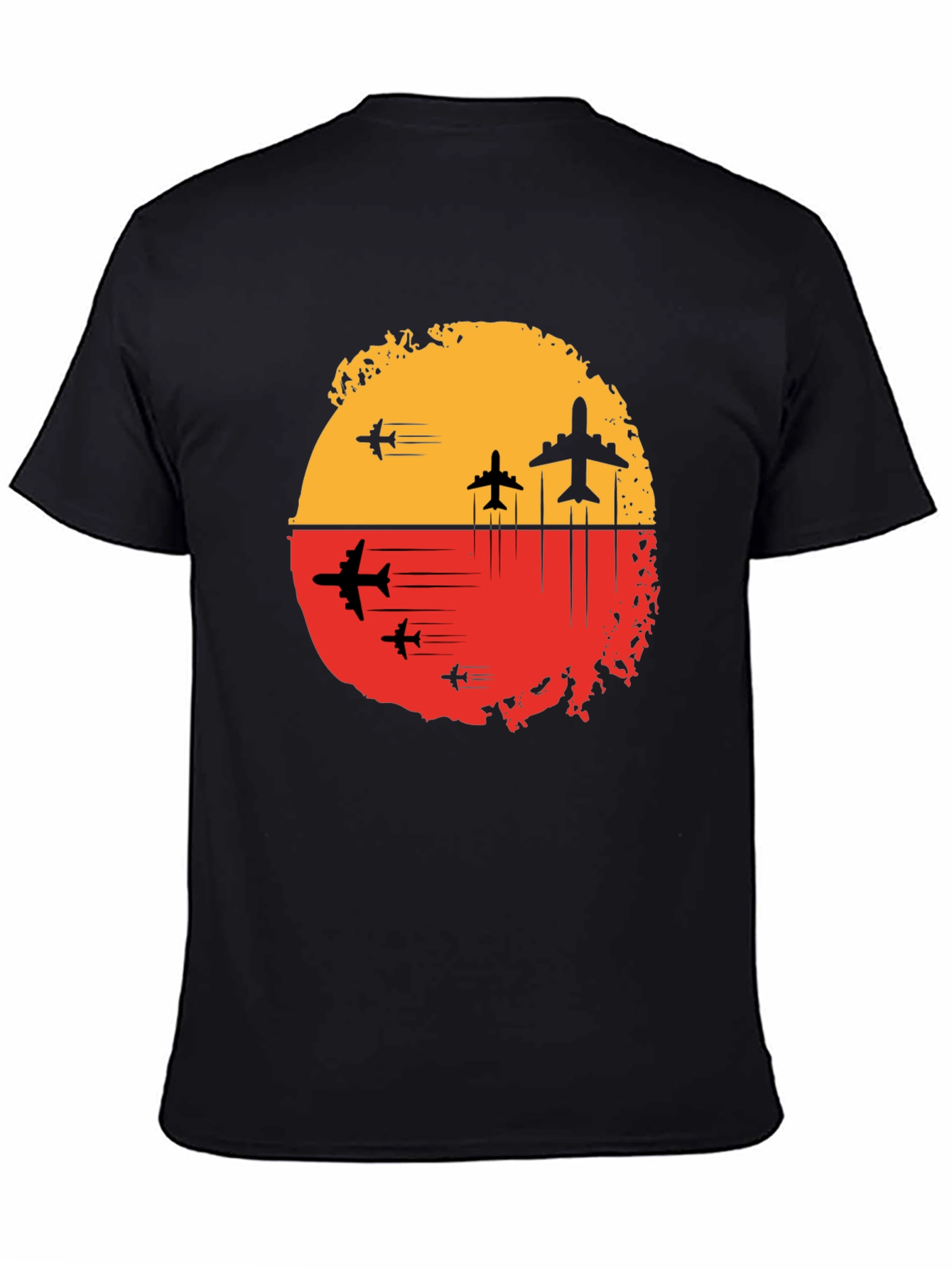 Airplane Sunset Graphic Tee - Black Travel Shirt