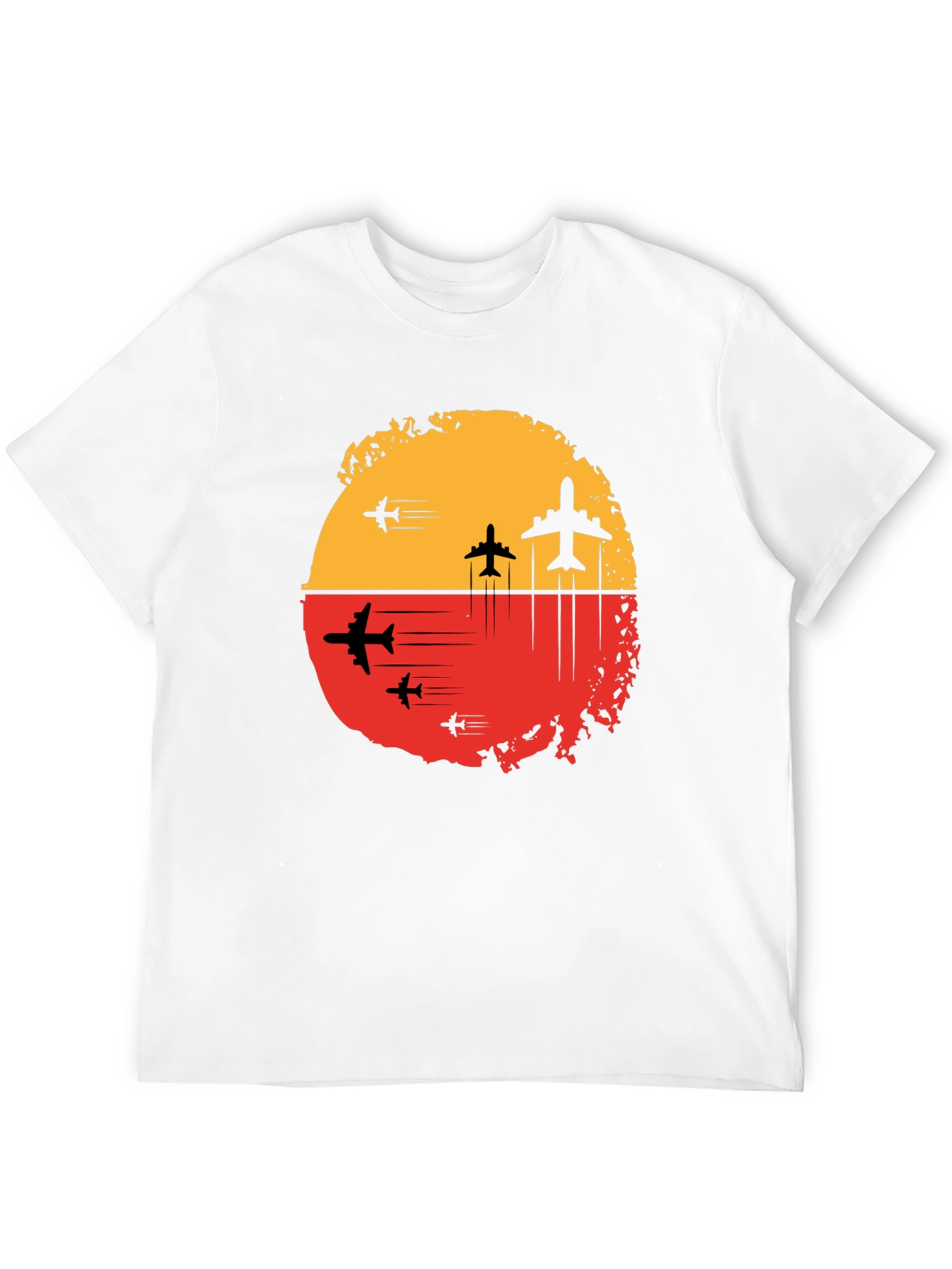Airplane Sunset Graphic Tee - Black Travel Shirt