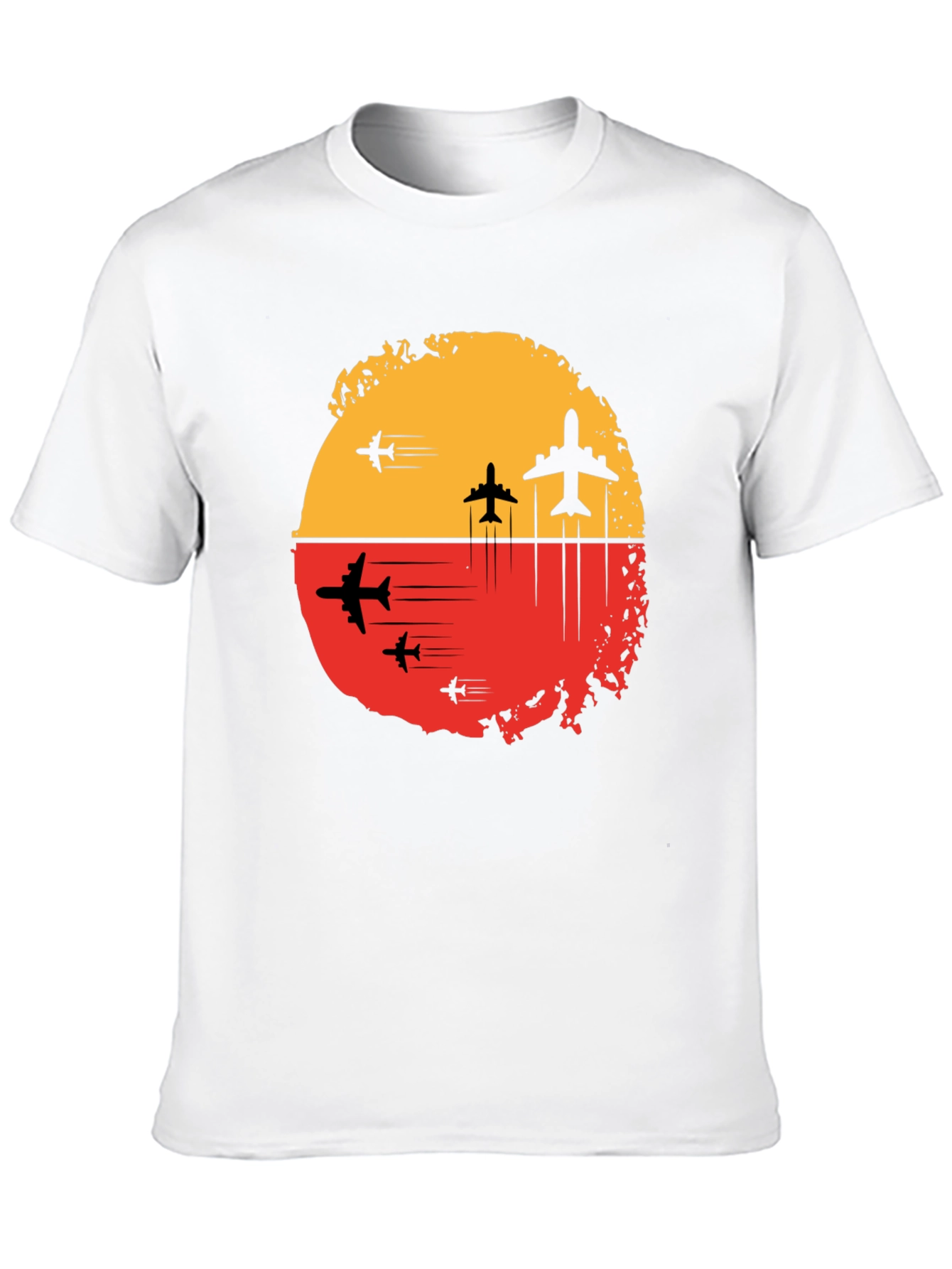 Airplane Sunset Graphic Tee - Black Travel Shirt