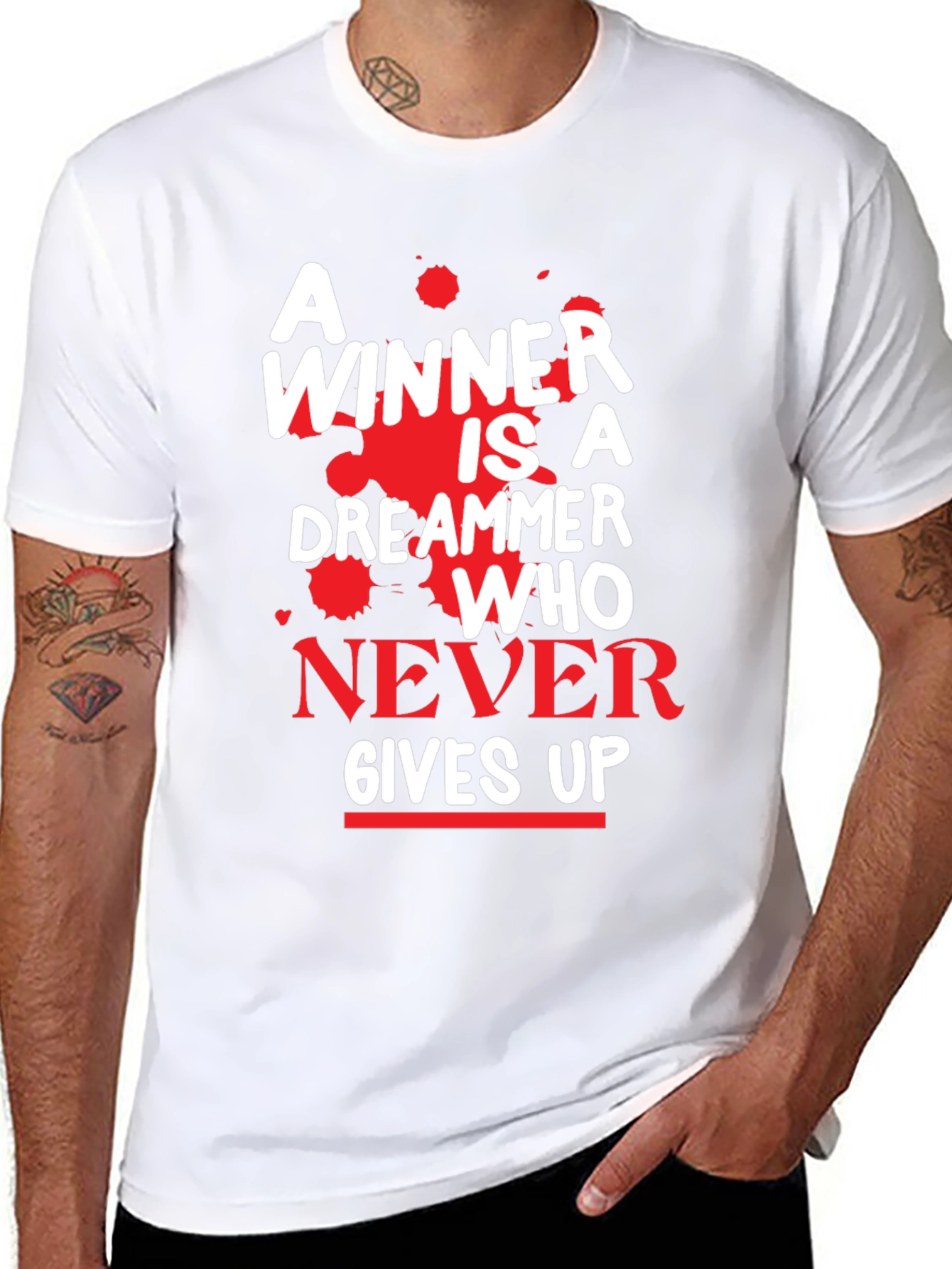Motivational T-Shirt - A Winner Never Gives Up!