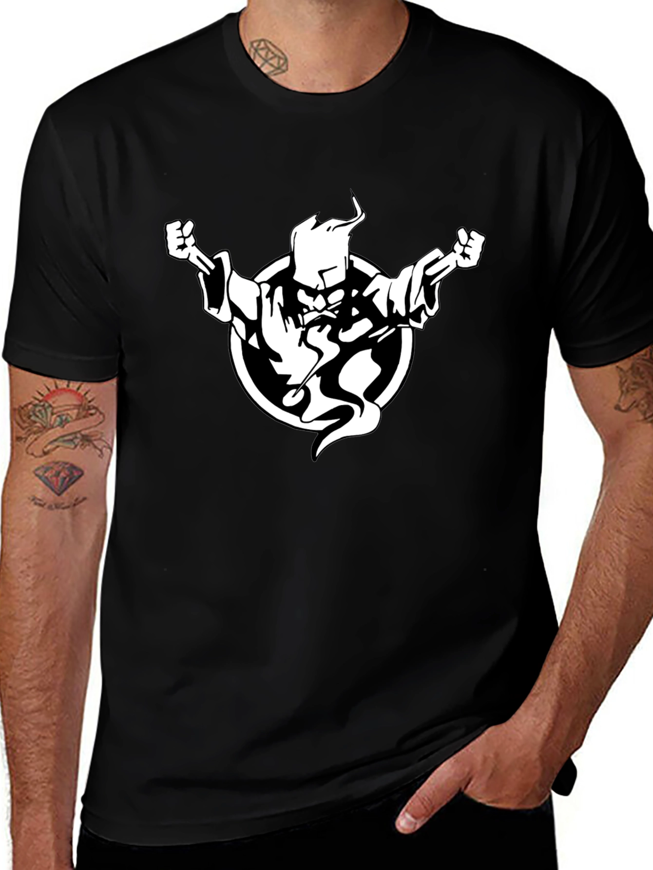 Wizard Graphic Black Tee - Casual Style