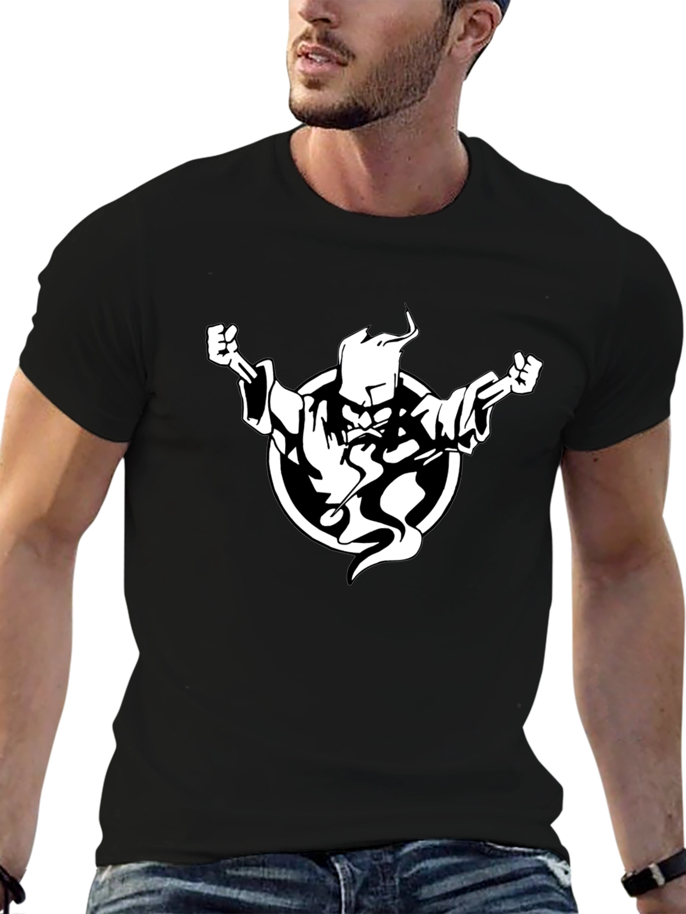 Wizard Graphic Black Tee - Casual Style