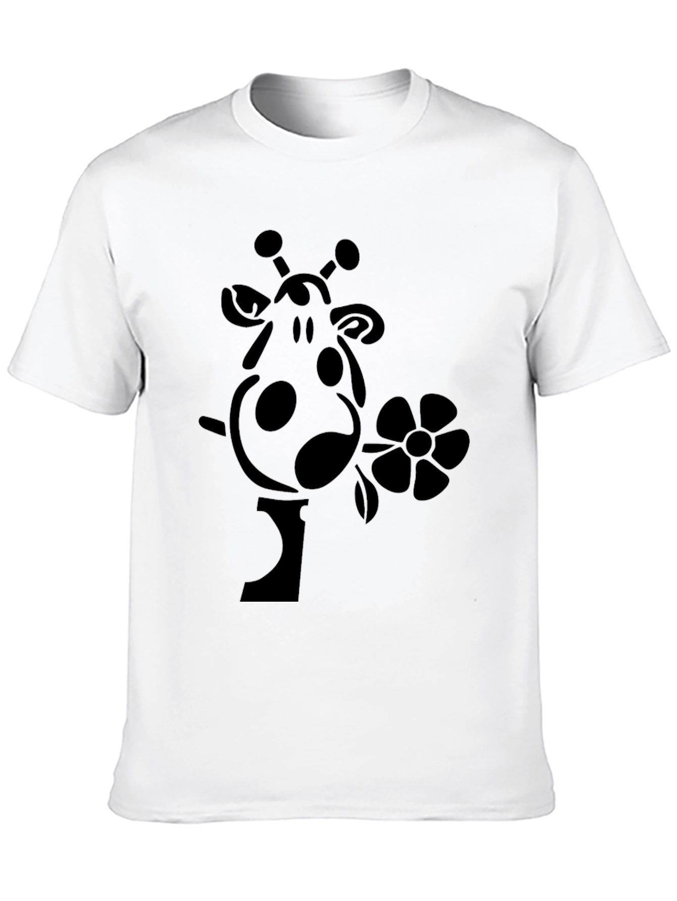 Giraffe Flower Graphic Tee - Black