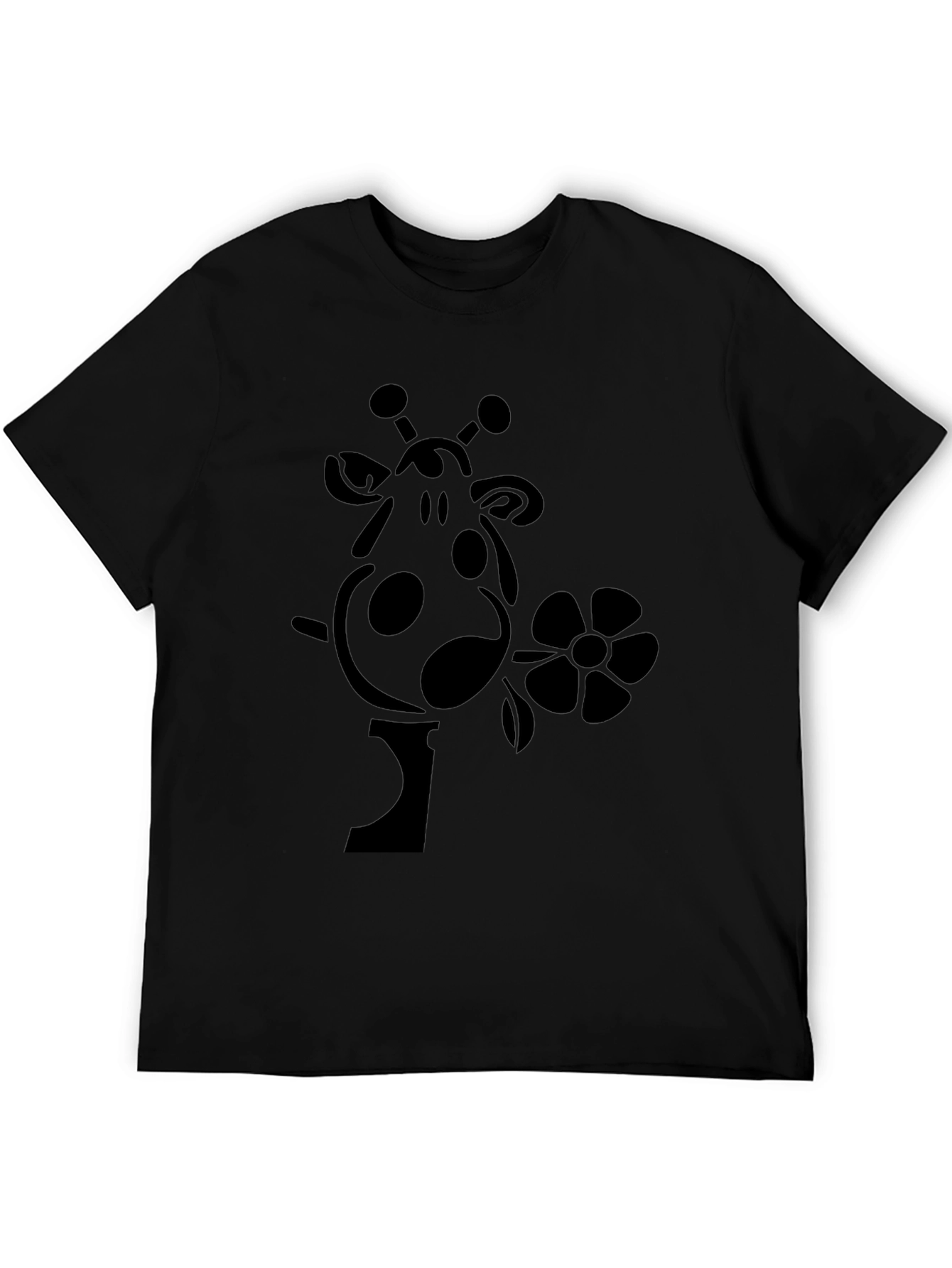Giraffe Flower Graphic Tee - Black