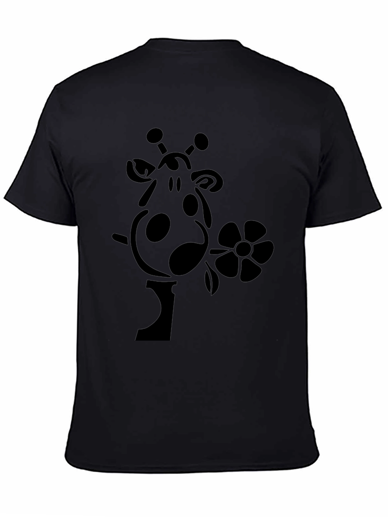 Giraffe Flower Graphic Tee - Black