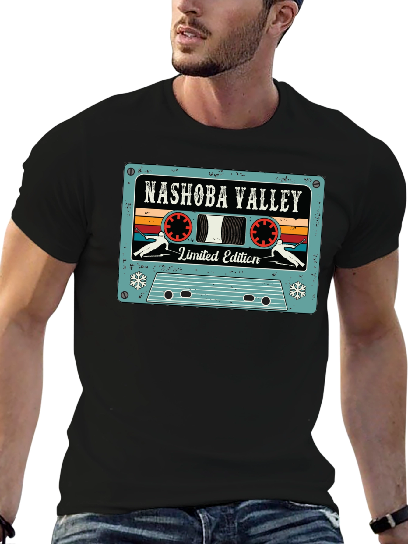 Nashoba Valley Ski Cassette Tape Black T-Shirt