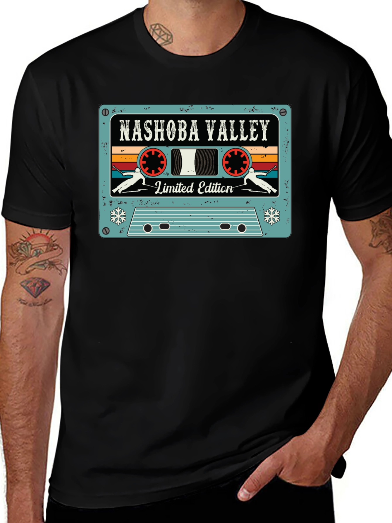 Nashoba Valley Ski Cassette Tape Black T-Shirt
