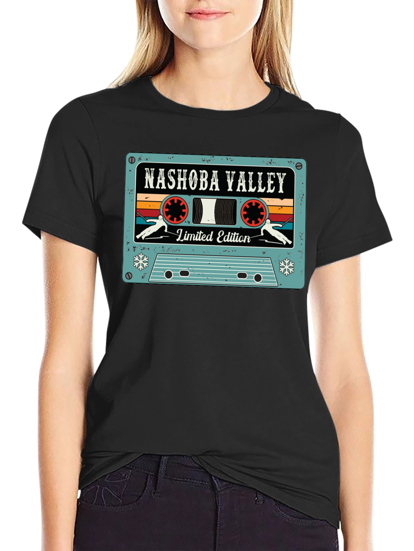 Nashoba Valley Ski Cassette Tape Black T-Shirt