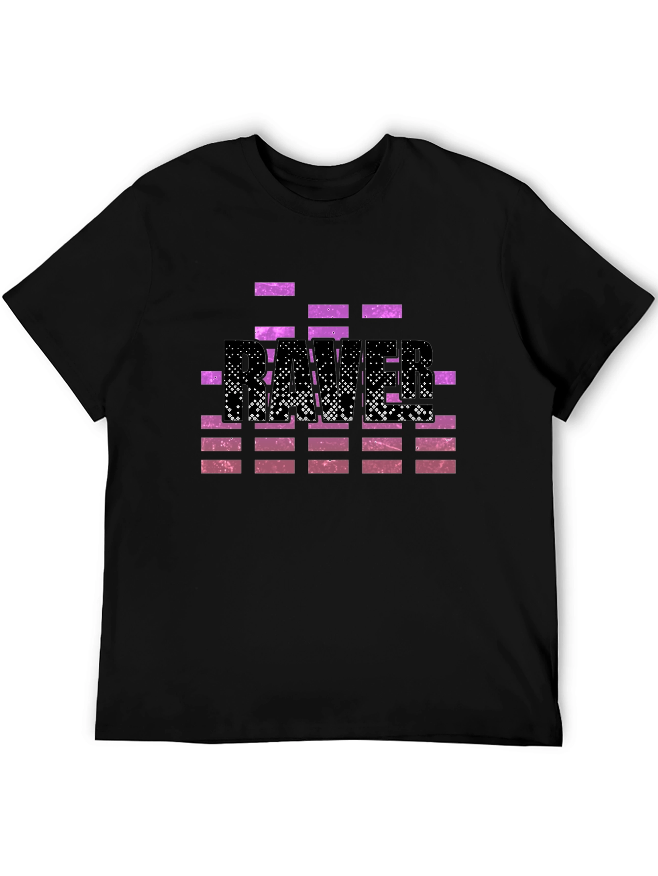 Retro Rave T-Shirt - Black with Purple Pixel Design