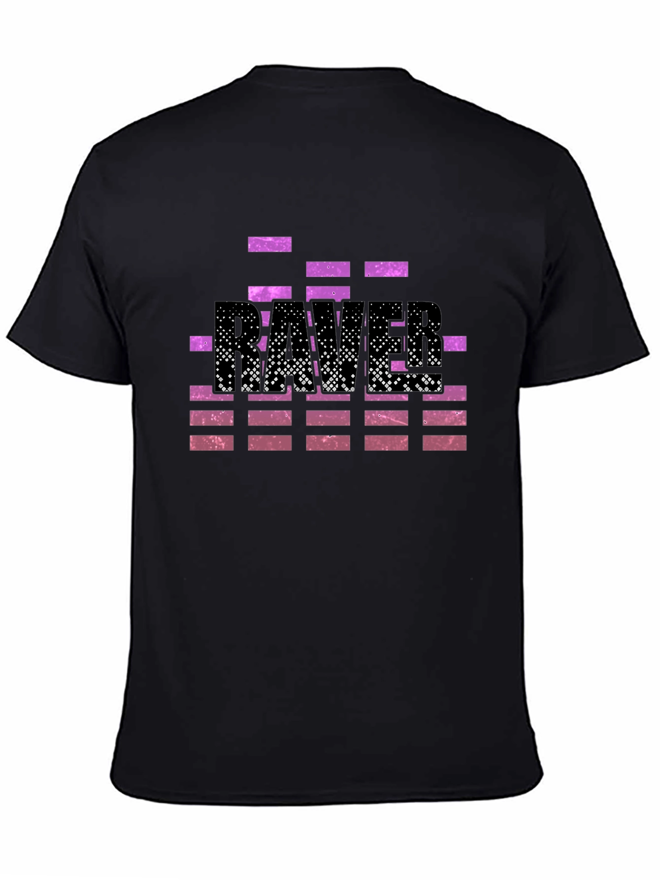 Retro Rave T-Shirt - Black with Purple Pixel Design