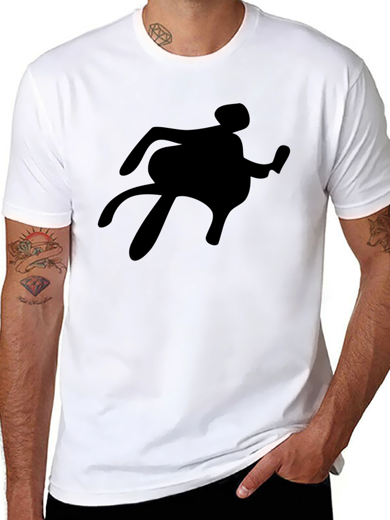 Silhouette Graphic Tee - Black Crew Neck Shirt