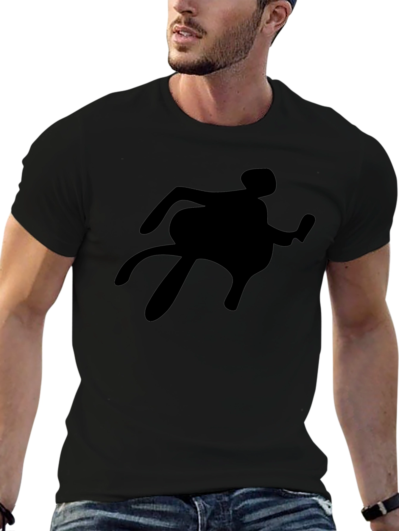 Silhouette Graphic Tee - Black Crew Neck Shirt