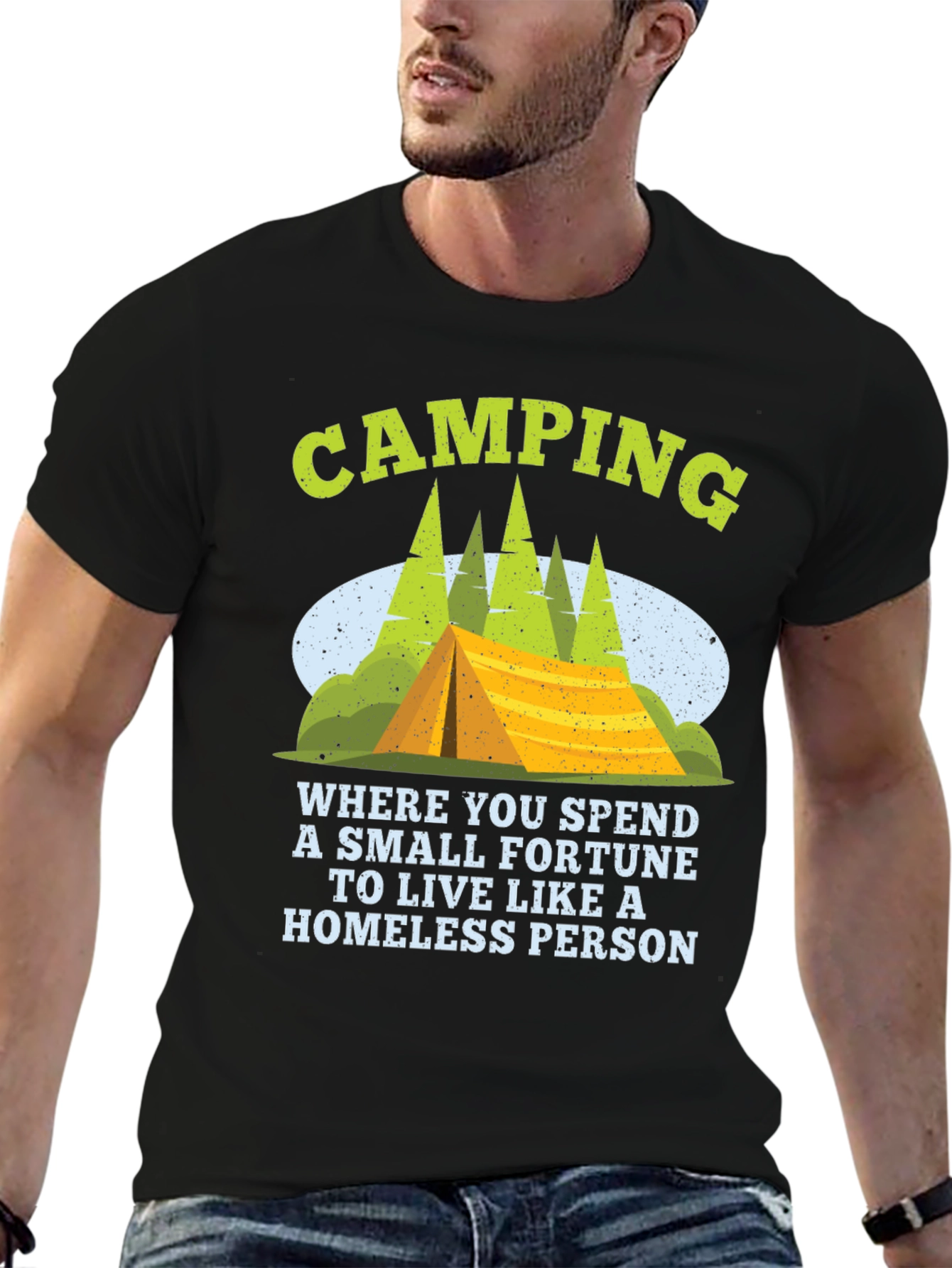 Camping Homeless Person Graphic Tee