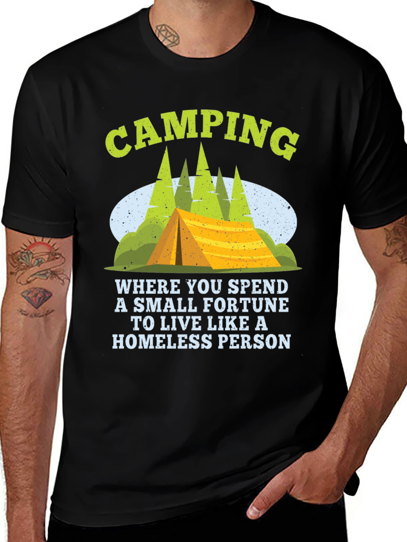 Camping Homeless Person Graphic Tee