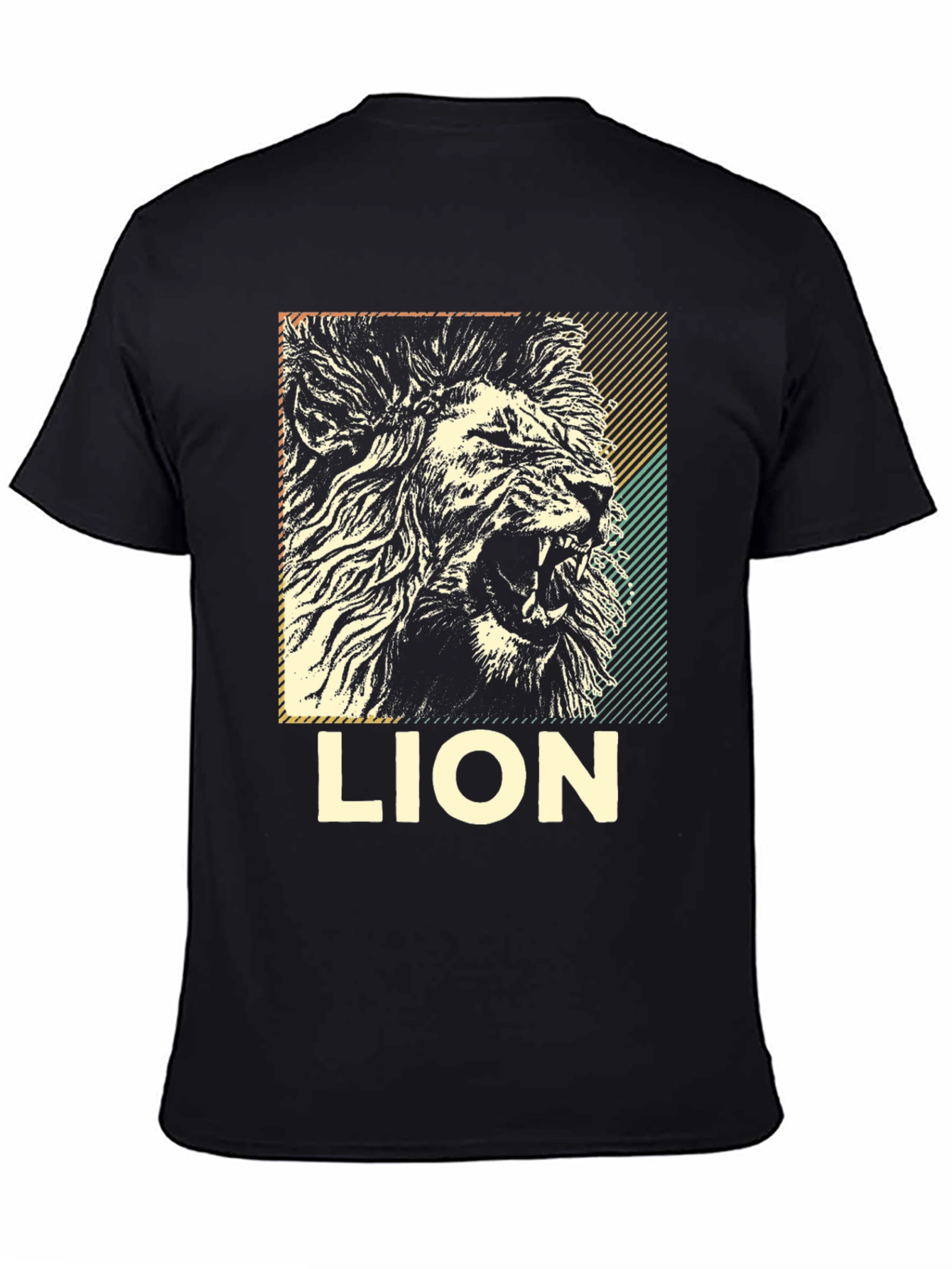 Lion Graphic Print Black T-Shirt