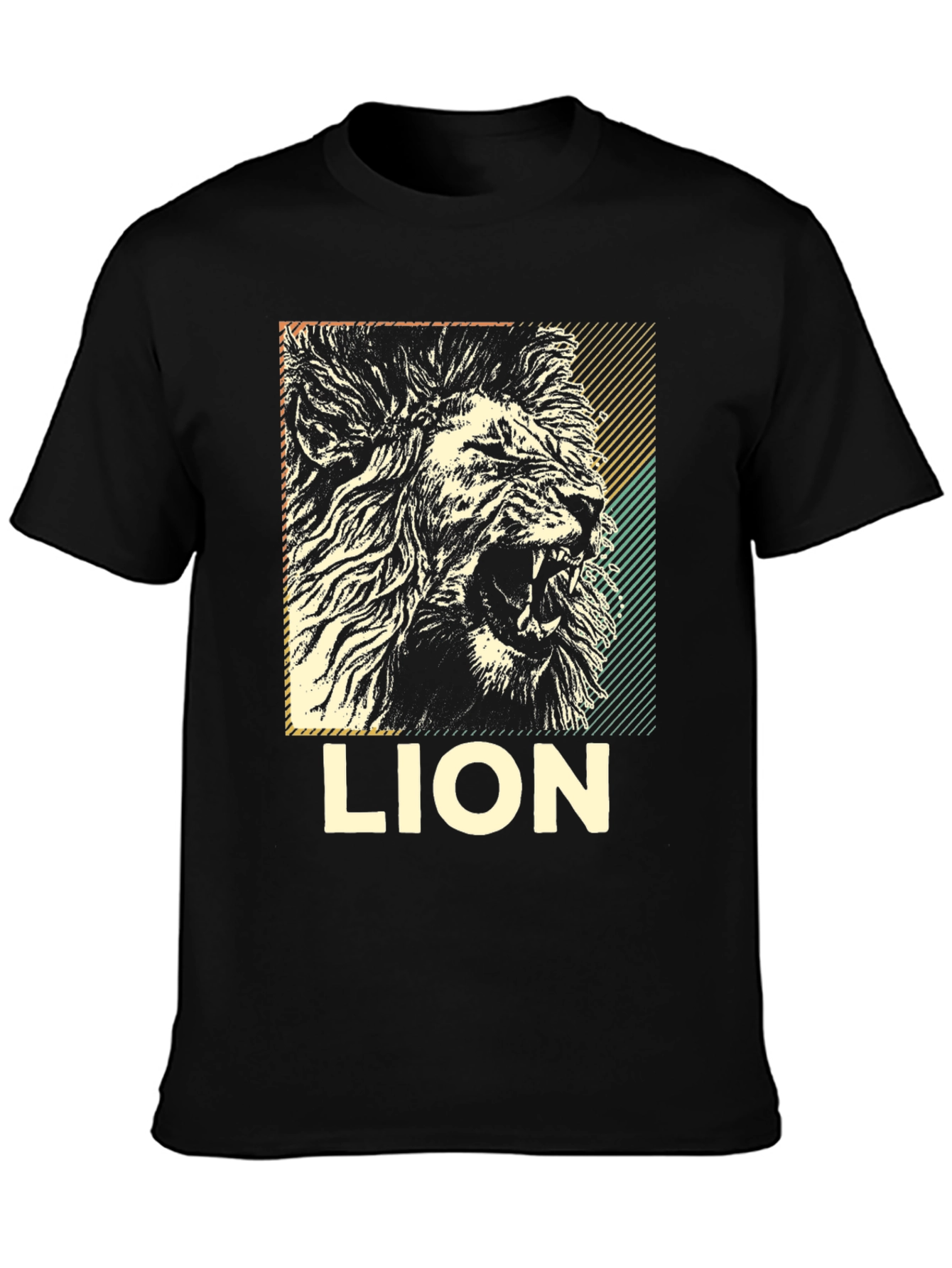 Lion Graphic Print Black T-Shirt