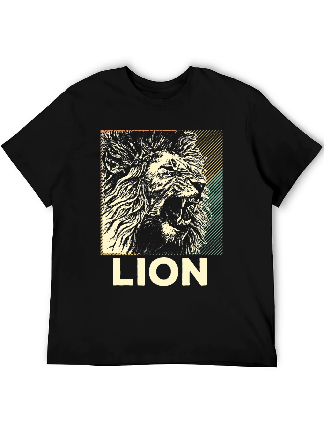 Lion Graphic Print Black T-Shirt