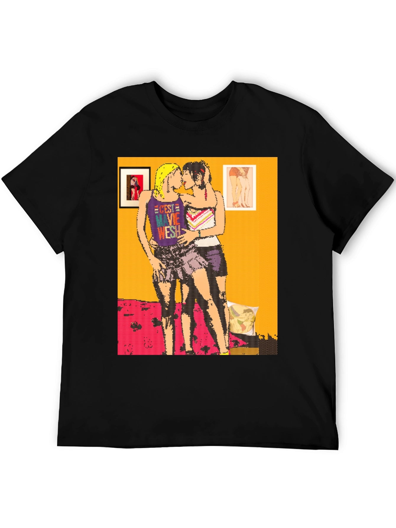 Retro Pixel Art Lesbian Kiss T-Shirt