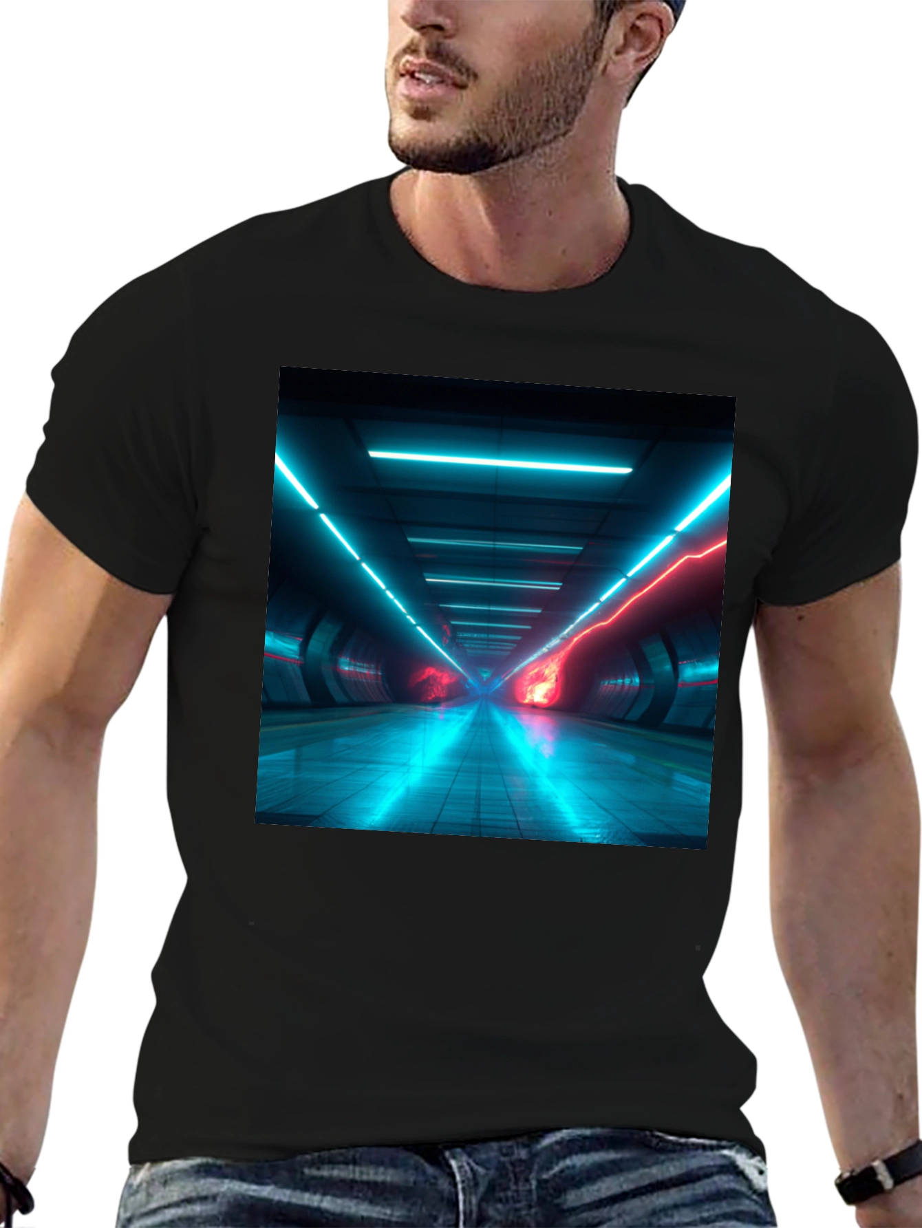 Cyberpunk Tunnel Vision T-Shirt - Black