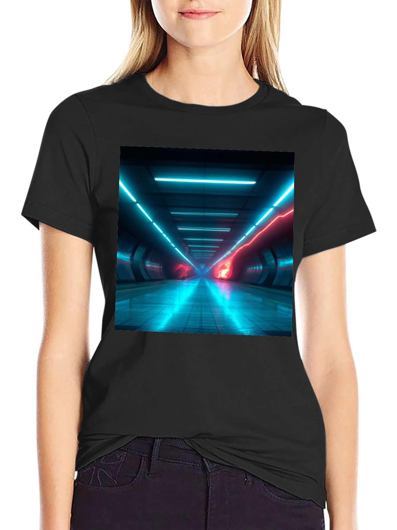 Cyberpunk Tunnel Vision T-Shirt - Black