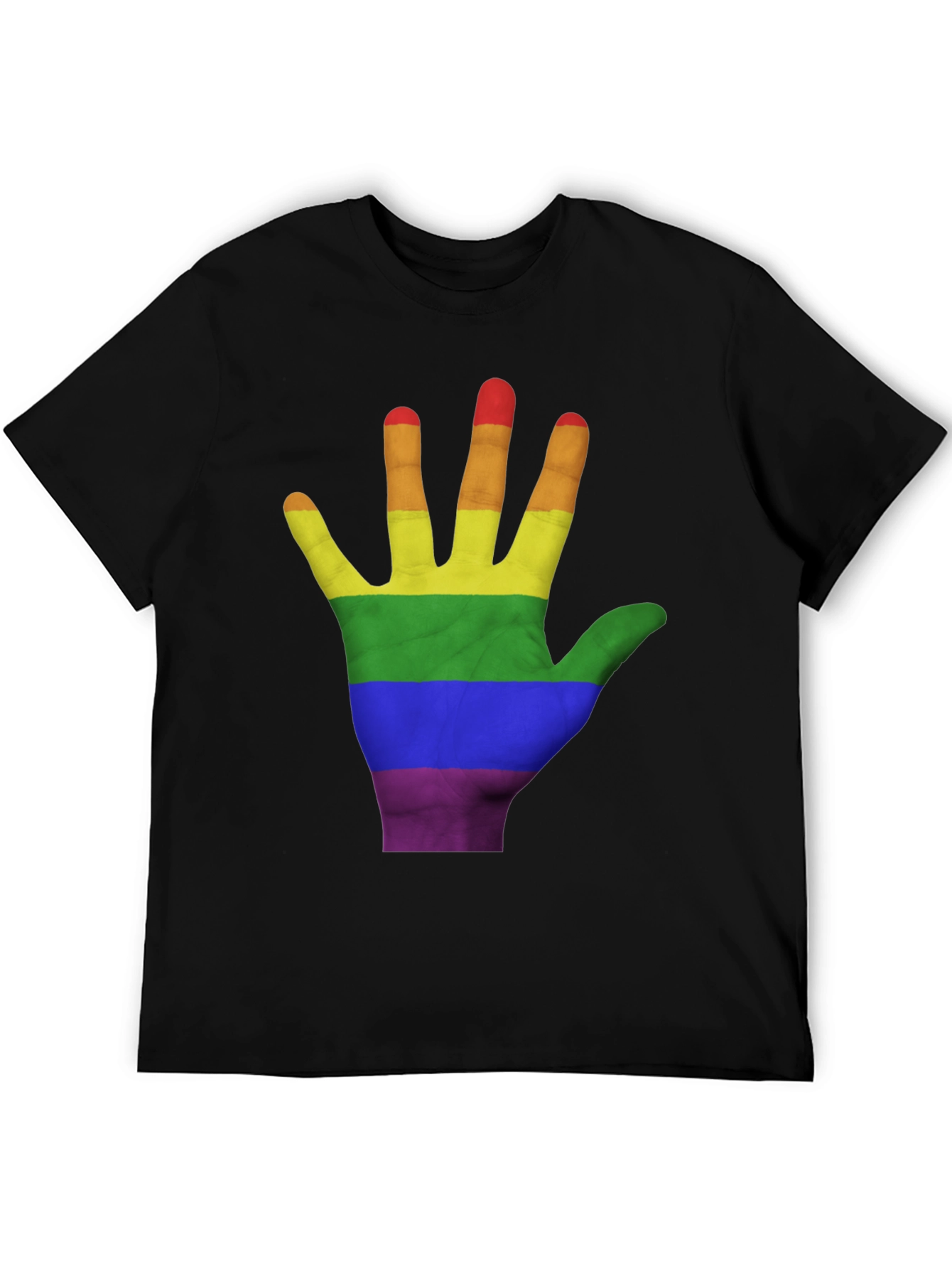 LGBT Pride Hand T-Shirt - Black Cotton Blend