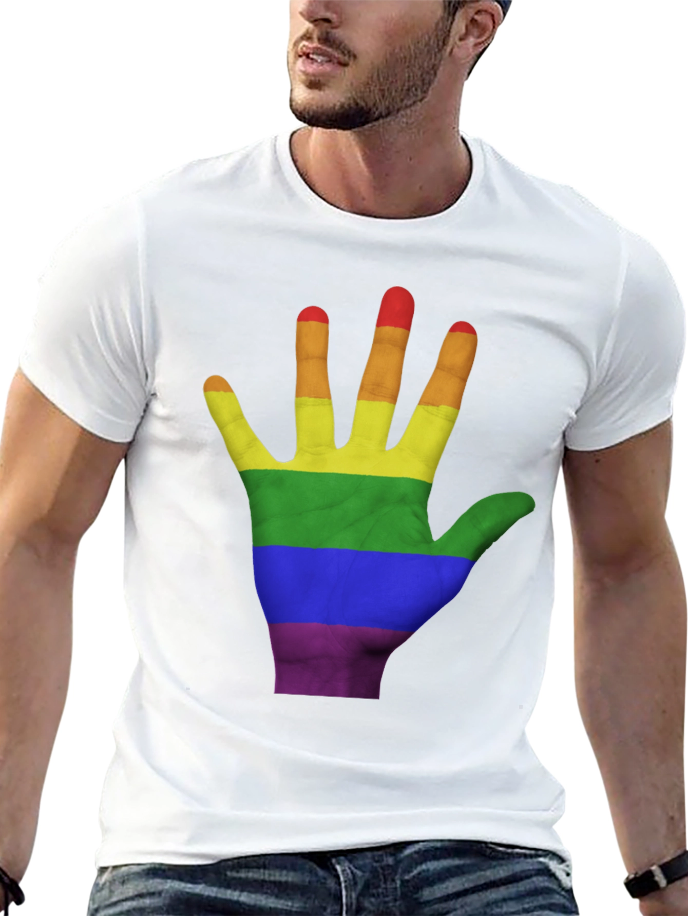 LGBT Pride Hand T-Shirt - Black Cotton Blend