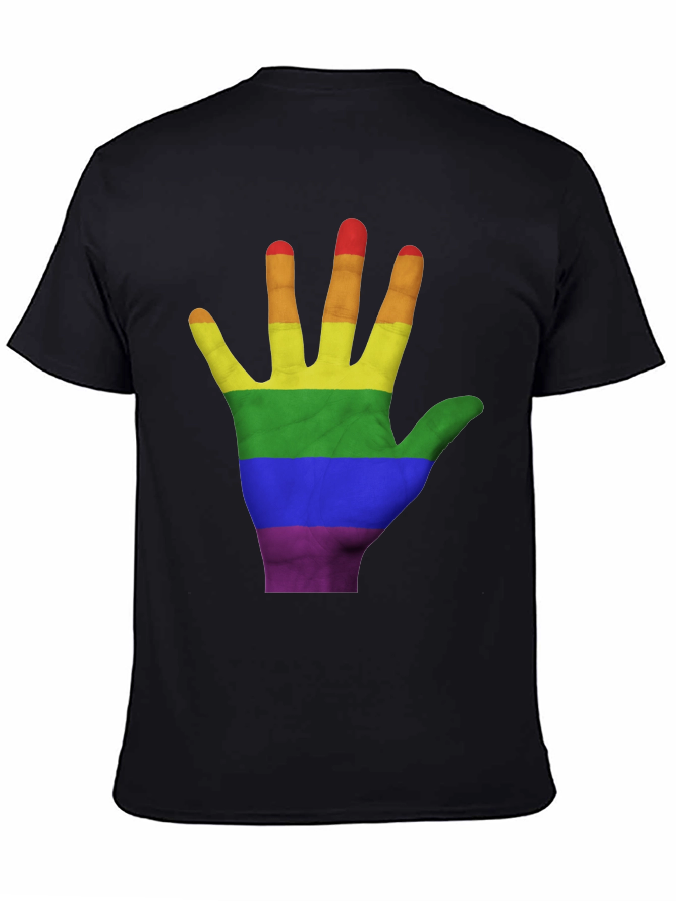 LGBT Pride Hand T-Shirt - Black Cotton Blend